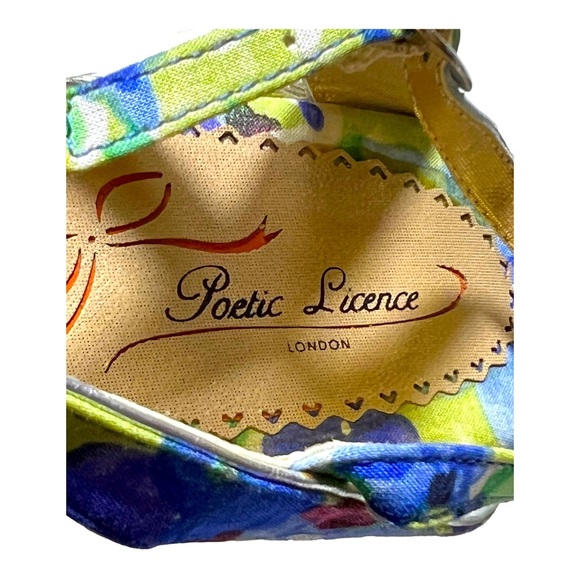 Poetic Licence Blue Silver "Arm Candy" Floral Watercolor Wedges Sandals size9.5” - Picture 10 of 10